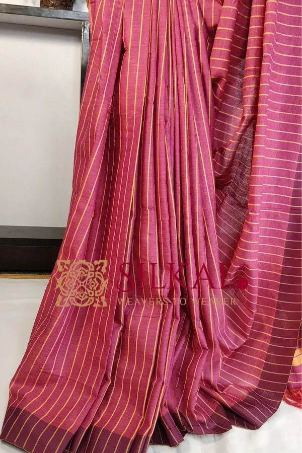 Ilkal_Handloom_Mercerised_Cotton_Stripe_Saree_SKL03404