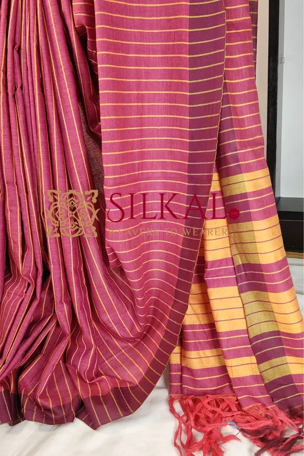 Ilkal_Handloom_Mercerised_Cotton_Stripe_Saree_SKL03404