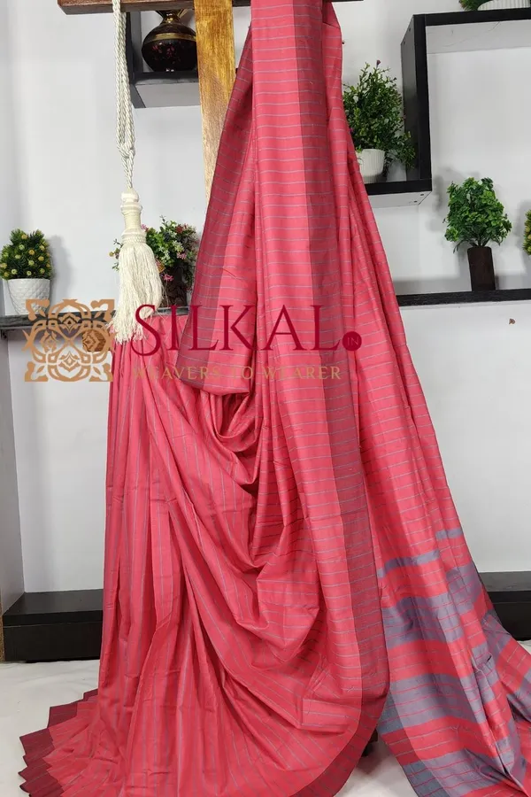Ilkal_Handloom_Mercerised_Cotton_Stripe_Saree_SKL03408