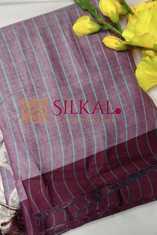 Ilkal_Handloom_Mercerised_Cotton_Stripe_Saree_SKL03409
