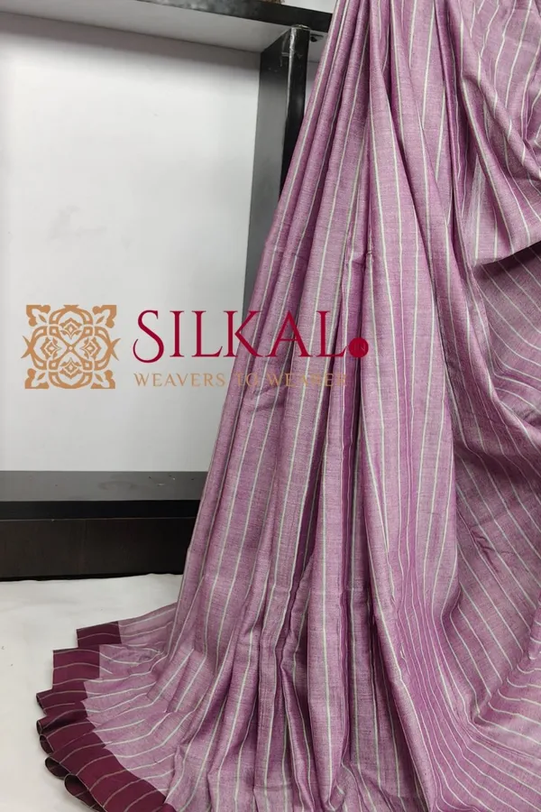 Ilkal_Handloom_Mercerised_Cotton_Stripe_Saree_SKL03410