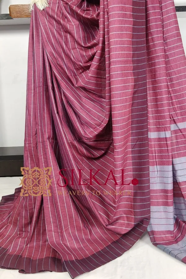 Ilkal_Handloom_Mercerised_Cotton_Stripe_Saree_SKL03411
