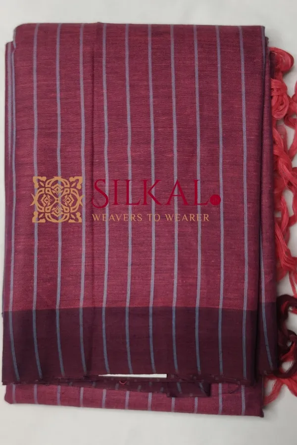 Ilkal_Handloom_Mercerised_Cotton_Stripe_Saree_SKL03411