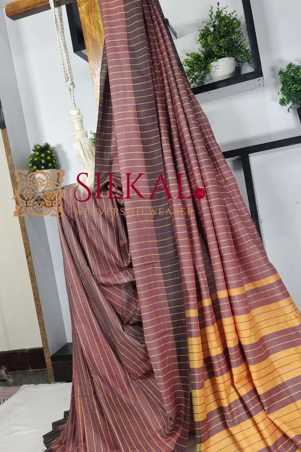 Ilkal_Handloom_Mercerised_Cotton_Stripe_Saree_SKL03413