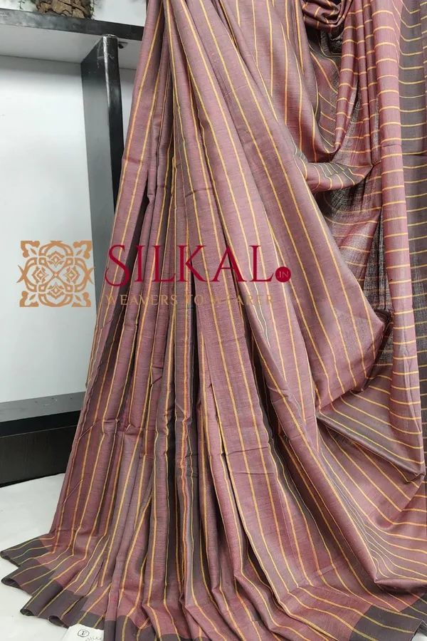 Ilkal_Handloom_Mercerised_Cotton_Stripe_Saree_SKL03413