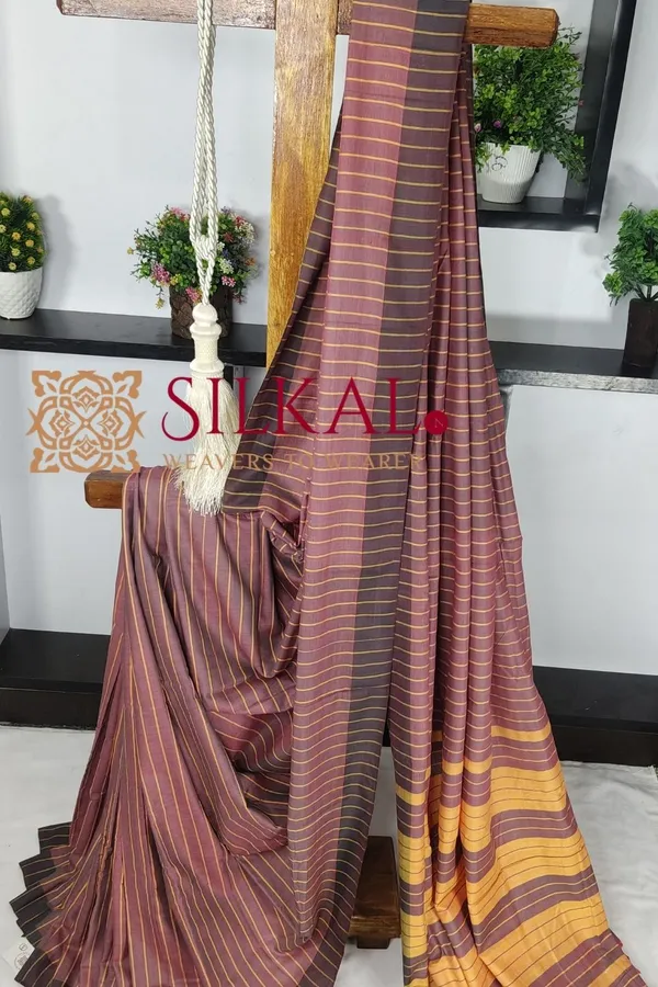 Ilkal_Handloom_Mercerised_Cotton_Stripe_Saree_SKL03413