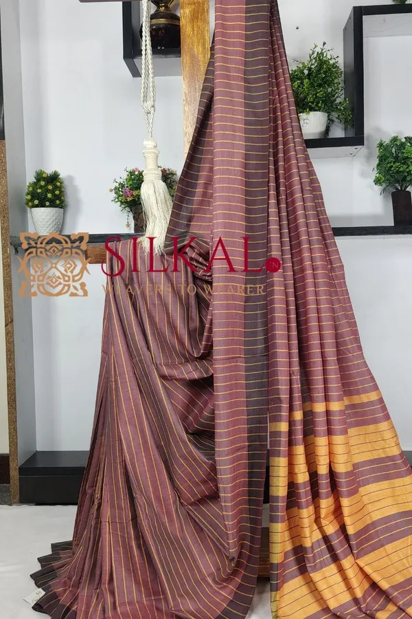 Ilkal_Handloom_Mercerised_Cotton_Stripe_Saree_SKL03413