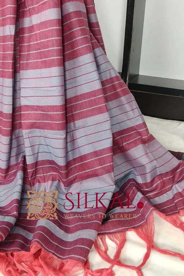 Ilkal_Handloom_Mercerised_Cotton_Stripe_Saree_SKL03411