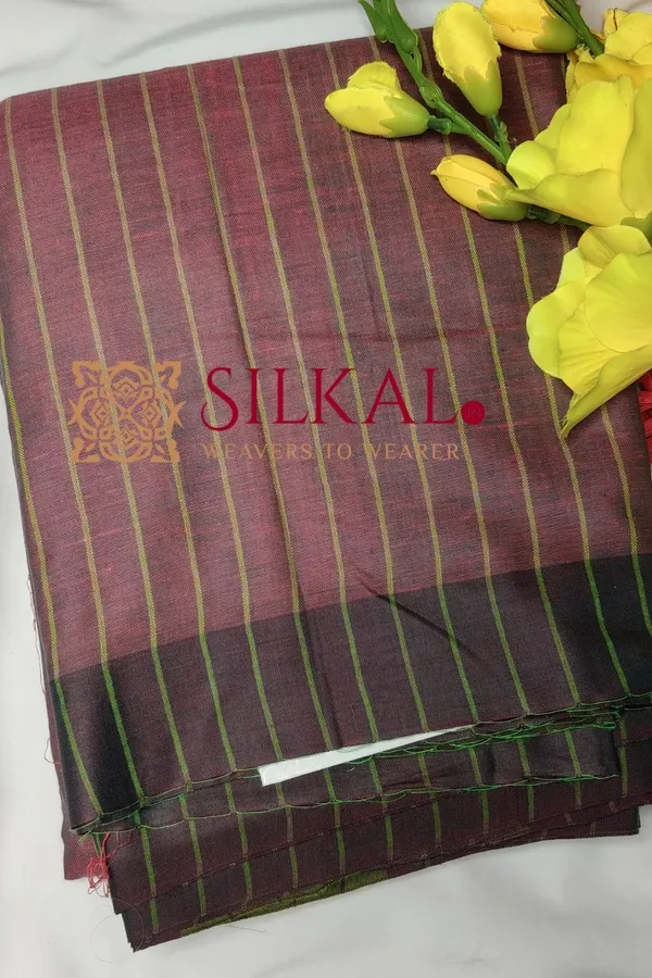 Ilkal_Handloom_Mercerised_Cotton_Stripe_Saree_SKL03412