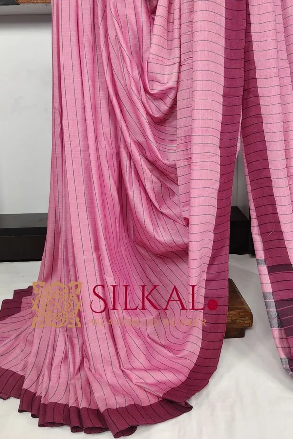 Ilkal_Handloom_Mercerised_Cotton_Stripe_Saree_SKL03414
