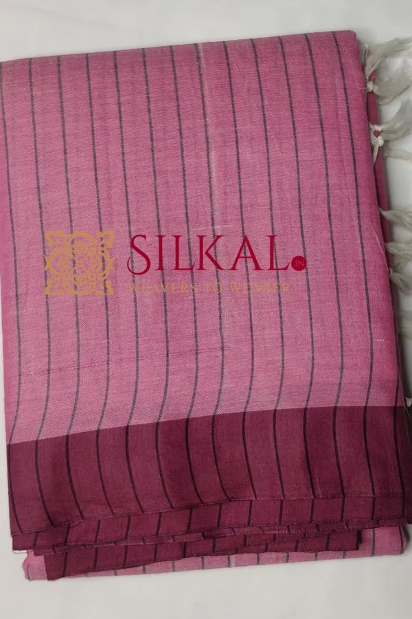 Ilkal_Handloom_Mercerised_Cotton_Stripe_Saree_SKL03414