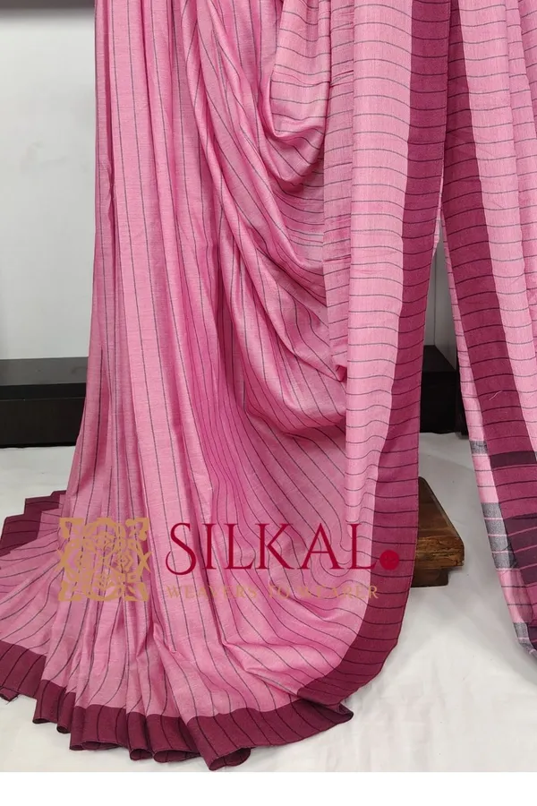 Ilkal_Handloom_Mercerised_Cotton_Stripe_Saree_SKL03414