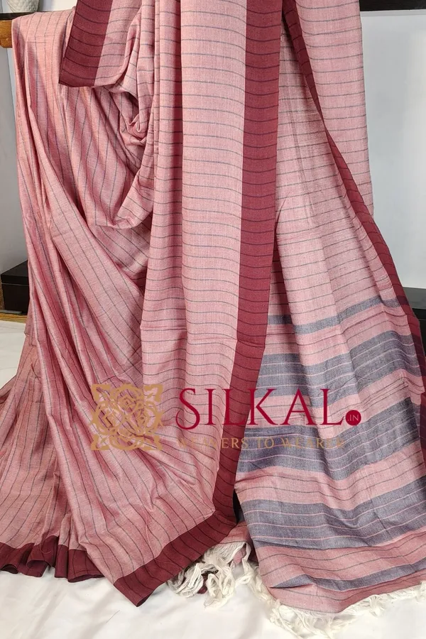 Ilkal_Handloom_Mercerised_Cotton_Stripe_Saree_SKL03415