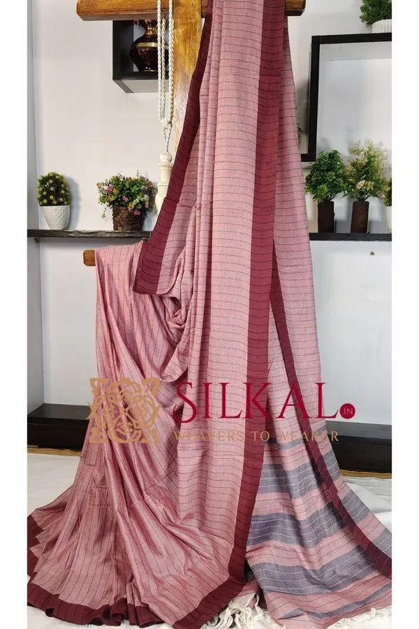 Ilkal_Handloom_Mercerised_Cotton_Stripe_Saree_SKL03415