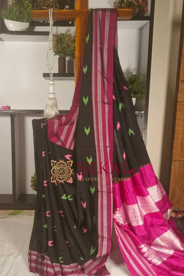 Ilkal_Handloom_Print_Viscose_Silk_Gayatri_Border_Saree_Saree_Code-_SKL1467