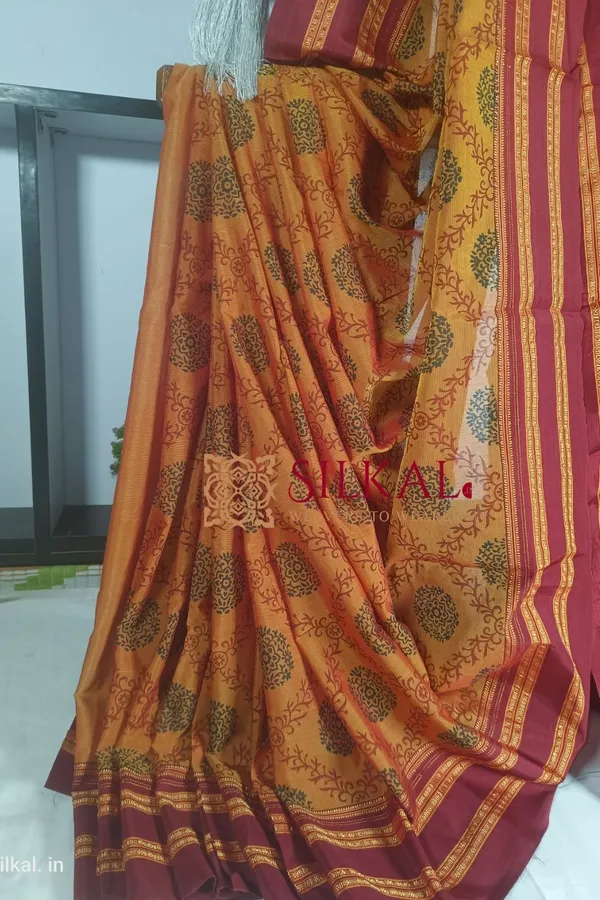 Ilkal_Handloom_Print_Viscose_Silk_Gayatri_Border_Saree_Code-_SKL1770
