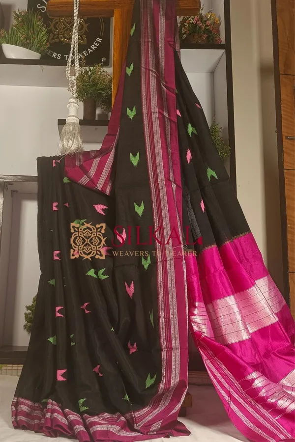 Ilkal_Handloom_Print_Viscose_Silk_Gayatri_Border_Saree_Saree_Code-_SKL1467