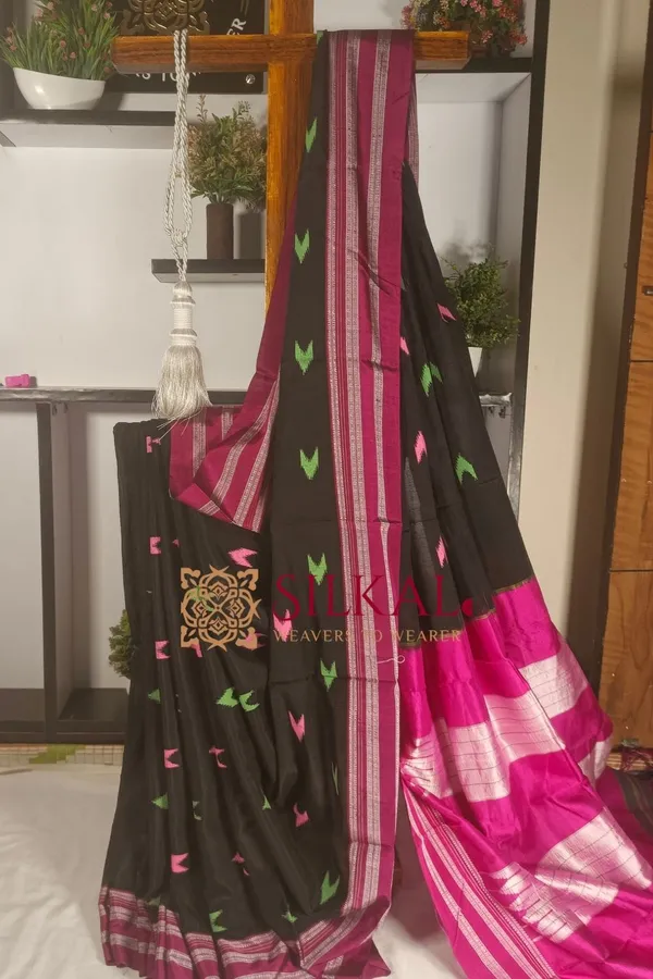 Ilkal_Handloom_Print_Viscose_Silk_Gayatri_Border_Saree_Saree_Code-_SKL1467
