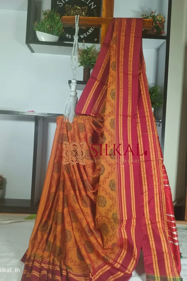 Ilkal_Handloom_Print_Viscose_Silk_Gayatri_Border_Saree_Code-_SKL1770