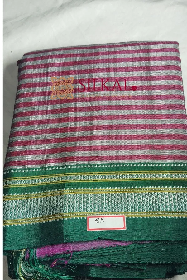 Ilkal_Handloom_Viscose_Cotton_Silk_Chikki_Paras_Border_Saree