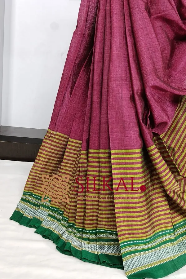 Ilkal_Handloom_Viscose_Cotton_Silk_Chikki_Paras_Border_Saree_SKL03615