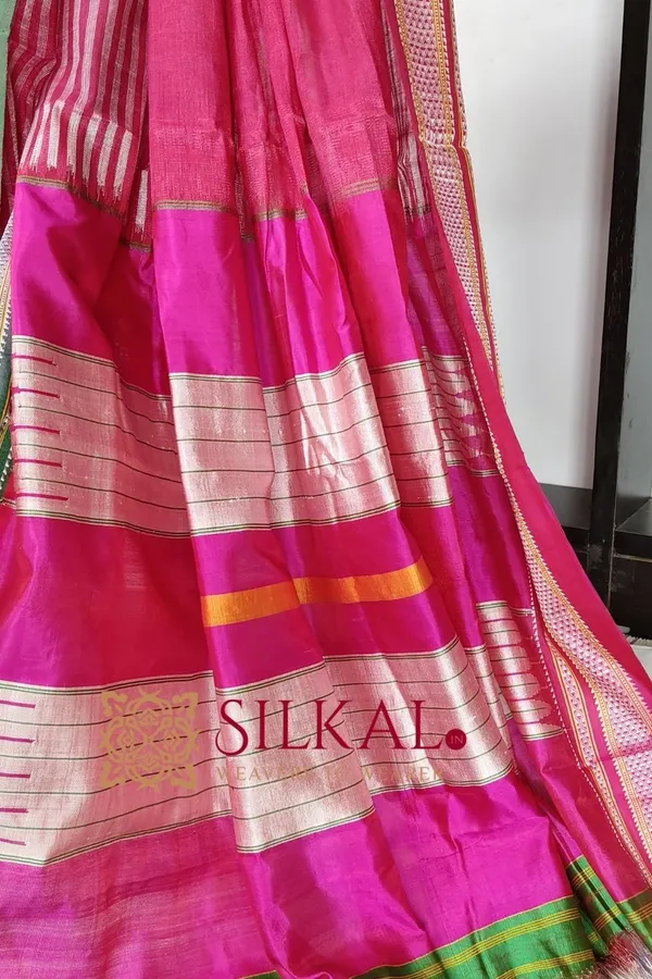 Ilkal_Handloom_Viscose_Cotton_Silk_Chikki_Paras_Border_Saree_SKL03616