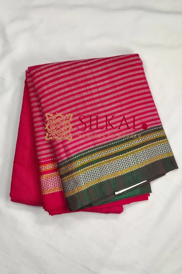 Ilkal_Handloom_Viscose_Cotton_Silk_Chikki_Paras_Border_Saree_SKL03616