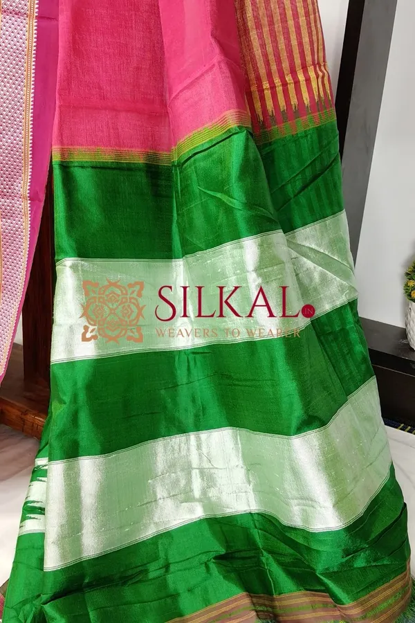 Ilkal_Handloom_Viscose_Cotton_Silk_Chikki_Paras_Border_Saree_SKL03617