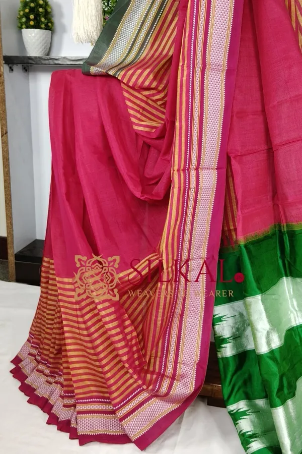 Ilkal_Handloom_Viscose_Cotton_Silk_Chikki_Paras_Border_Saree_SKL03617