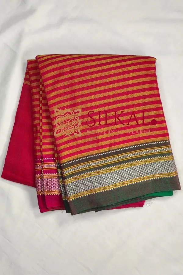 Ilkal_Handloom_Viscose_Cotton_Silk_Chikki_Paras_Border_Saree_SKL03617
