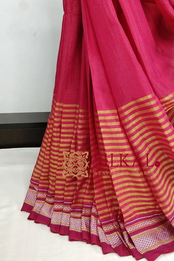 Ilkal_Handloom_Viscose_Cotton_Silk_Chikki_Paras_Border_Saree_SKL03617