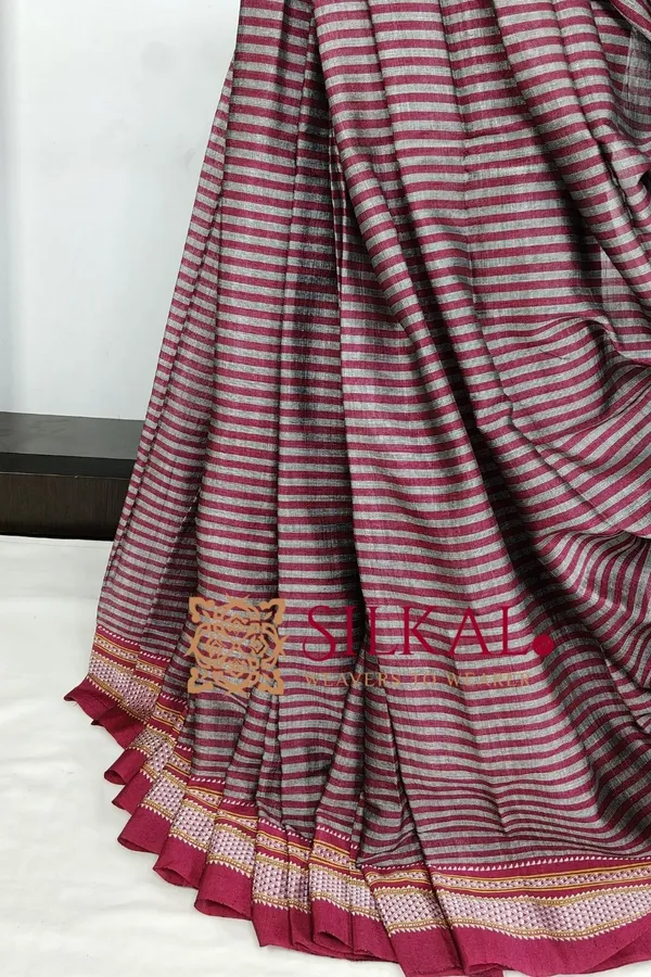 Ilkal_Handloom_Viscose_Cotton_Silk_Chikki_Paras_Border_Saree_SKL03618