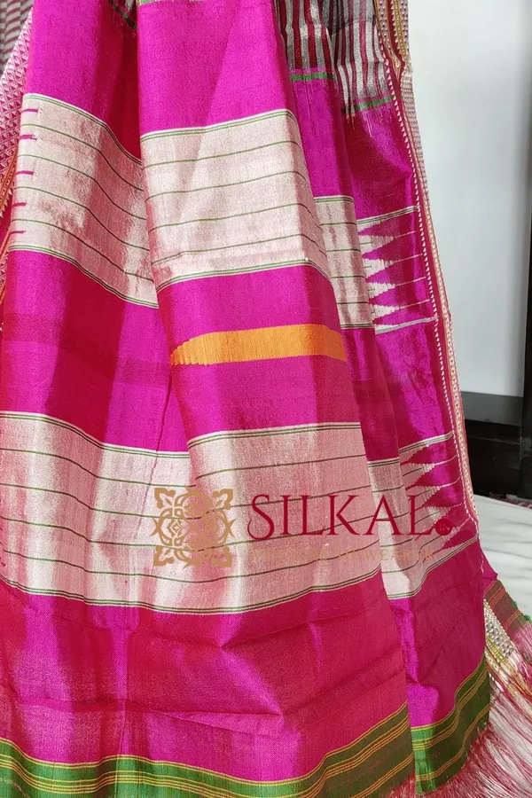 Ilkal_Handloom_Viscose_Cotton_Silk_Chikki_Paras_Border_Saree_SKL03618