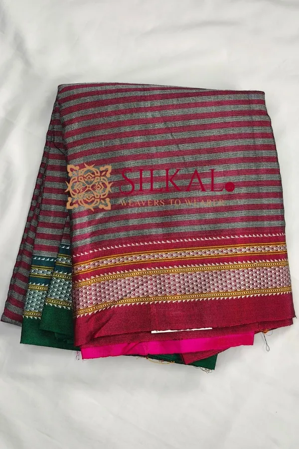Ilkal_Handloom_Viscose_Cotton_Silk_Chikki_Paras_Border_Saree_SKL03619