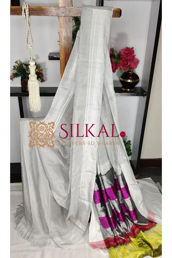 Ilkal_Handloom_Viscose_Cotton_Silk_Chikki_Paras_Border_Saree_SKL03763-1