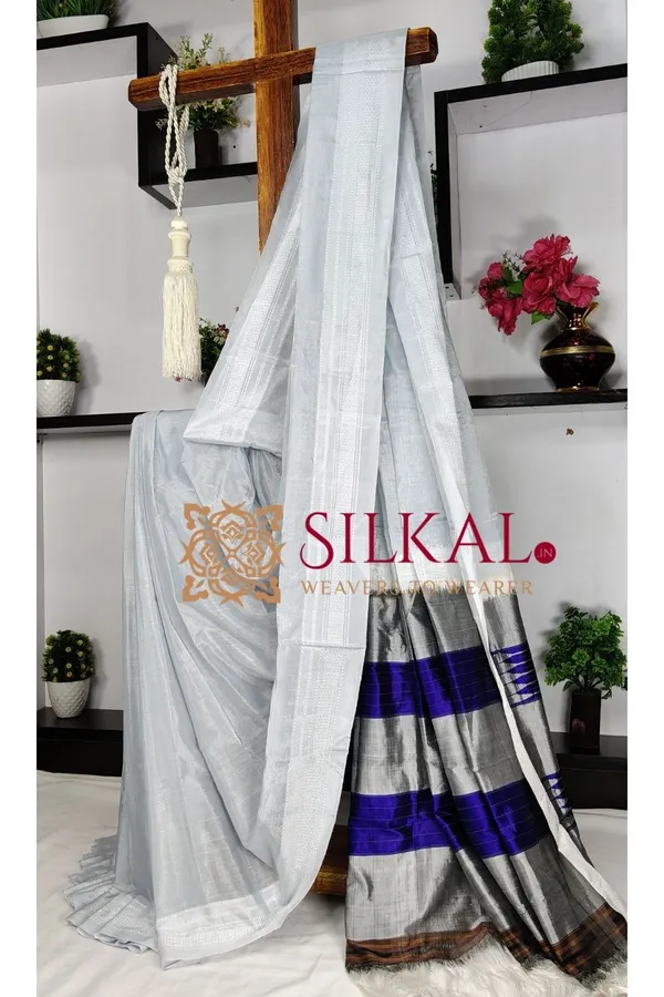 Ilkal_Handloom_Viscose_Cotton_Silk_Chikki_Paras_Border_Saree_SKL03764