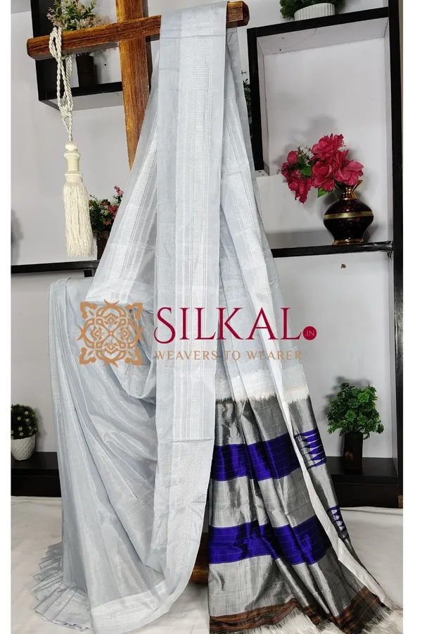 Ilkal_Handloom_Viscose_Cotton_Silk_Chikki_Paras_Border_Saree_SKL03764