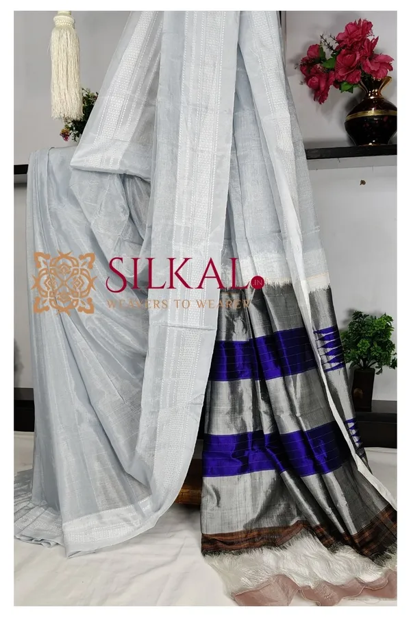 Ilkal_Handloom_Viscose_Cotton_Silk_Chikki_Paras_Border_Saree_SKL03764