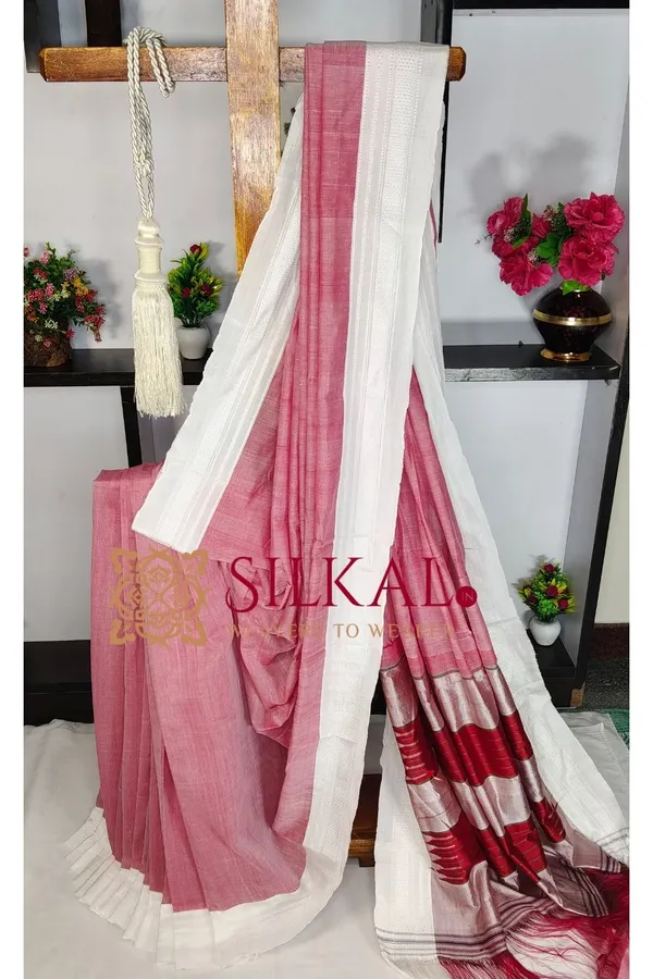 Ilkal_Handloom_Viscose_Cotton_Silk_Chikki_Paras_Border_Saree_SKL03842
