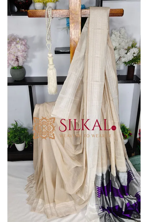 Ilkal_Handloom_Viscose_Cotton_Silk_Chikki_Paras_Border_Saree_SKL04074