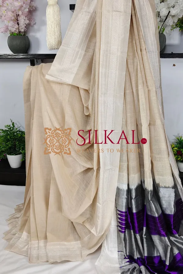 Ilkal_Handloom_Viscose_Cotton_Silk_Chikki_Paras_Border_Saree_SKL04074