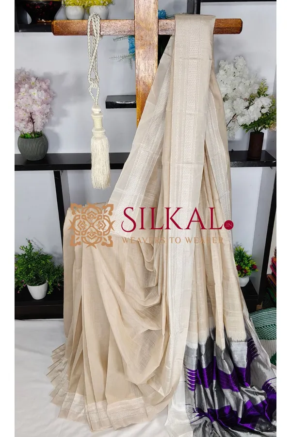 Ilkal_Handloom_Viscose_Cotton_Silk_Chikki_Paras_Border_Saree_SKL04074