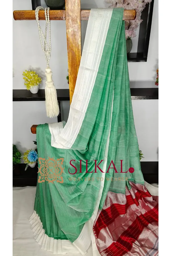 Ilkal_Handloom_Viscose_Cotton_Silk_Chikki_Paras_Border_Saree_SKL04222