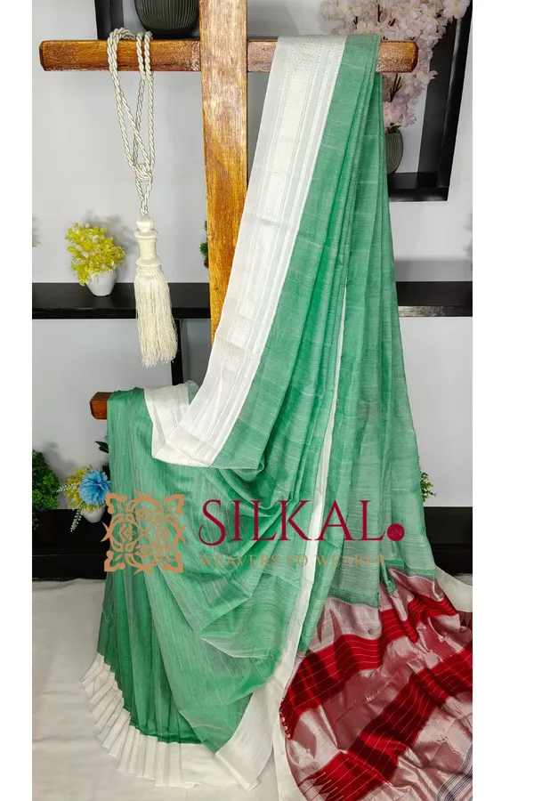 Ilkal_Handloom_Viscose_Cotton_Silk_Chikki_Paras_Border_Saree_SKL04222