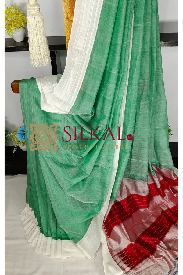 Ilkal_Handloom_Viscose_Cotton_Silk_Chikki_Paras_Border_Saree_SKL04222
