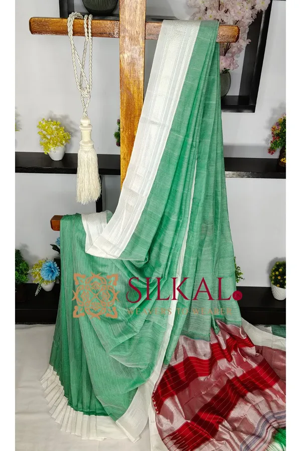Ilkal_Handloom_Viscose_Cotton_Silk_Chikki_Paras_Border_Saree_SKL04222