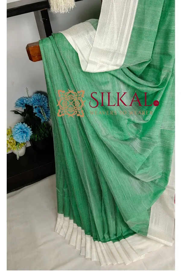 Ilkal_Handloom_Viscose_Cotton_Silk_Chikki_Paras_Border_Saree_SKL04222