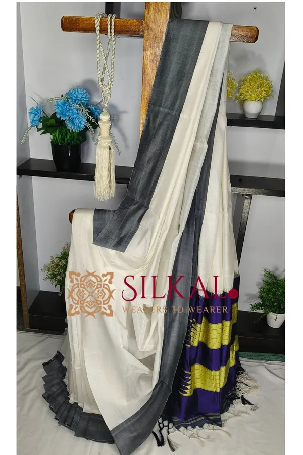 Ilkal_Handloom_Viscose_Cotton_Silk_Chikki_Paras_Border_Saree_SKL04224