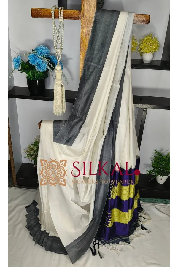 Ilkal_Handloom_Viscose_Cotton_Silk_Chikki_Paras_Border_Saree_SKL04224