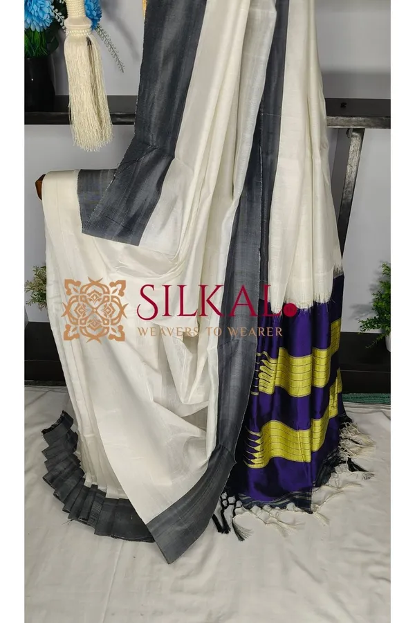 Ilkal_Handloom_Viscose_Cotton_Silk_Chikki_Paras_Border_Saree_SKL04224